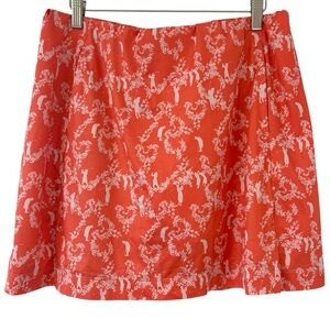 NIKE Golf FitDry Skirt Skort Size M Golfer Print Orange Coral White Stretch